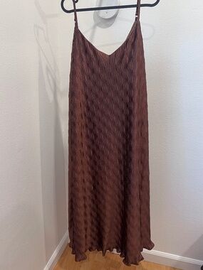 Textured Satin like brown maxi dress